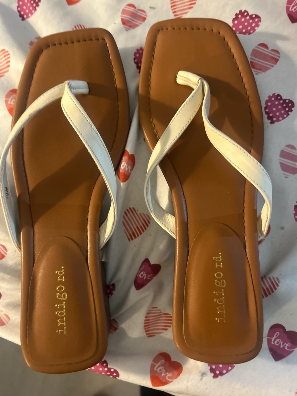 Zara White and Tan Thong Sandals for Women